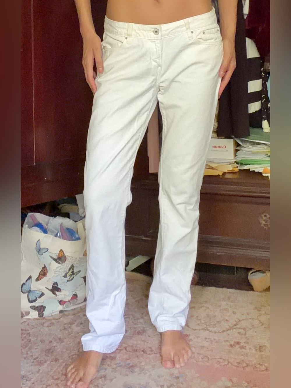 Levi's Mid Rise White Slim Straight Jeans